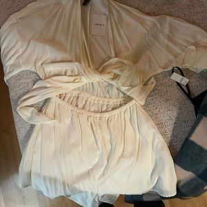 White open front tie romper